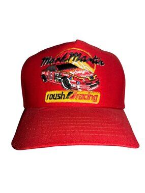 Mark Martin Roush Racing Folgers Embroidered Red Snapback Hat Vintage Nascar Cap